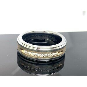 Triton Men's Wedding Band 0.25ctw Diamond 8mm Two Tone Tungsten Carbide Size 11
